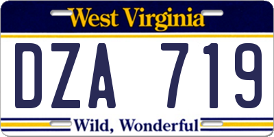 WV license plate DZA719