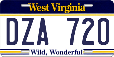 WV license plate DZA720