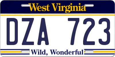WV license plate DZA723
