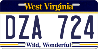 WV license plate DZA724