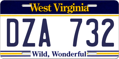 WV license plate DZA732