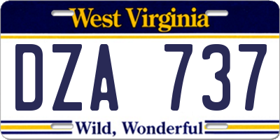 WV license plate DZA737