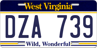 WV license plate DZA739