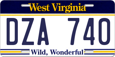 WV license plate DZA740