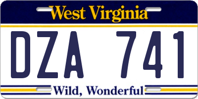 WV license plate DZA741