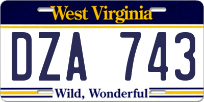 WV license plate DZA743