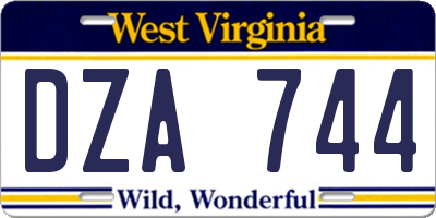 WV license plate DZA744