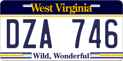 WV license plate DZA746