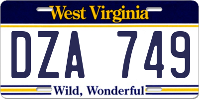 WV license plate DZA749