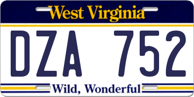 WV license plate DZA752