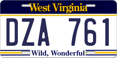 WV license plate DZA761
