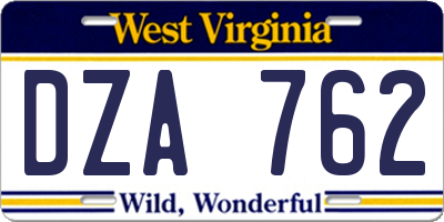 WV license plate DZA762