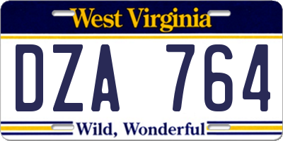 WV license plate DZA764