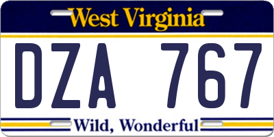 WV license plate DZA767