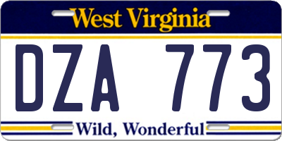 WV license plate DZA773