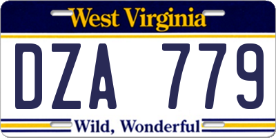 WV license plate DZA779