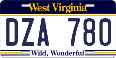 WV license plate DZA780