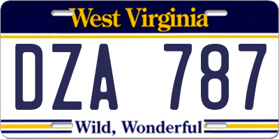 WV license plate DZA787