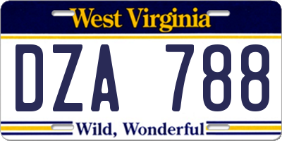 WV license plate DZA788