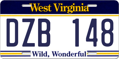 WV license plate DZB148