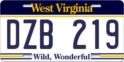 WV license plate DZB219