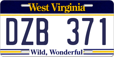 WV license plate DZB371