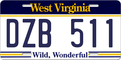 WV license plate DZB511