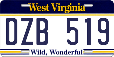 WV license plate DZB519