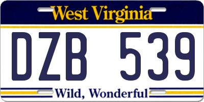 WV license plate DZB539