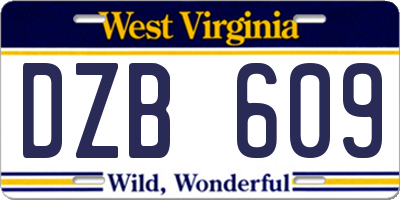 WV license plate DZB609