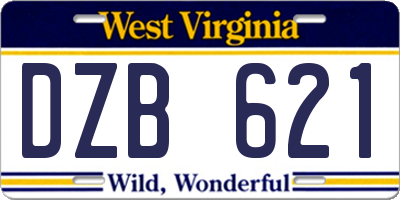 WV license plate DZB621