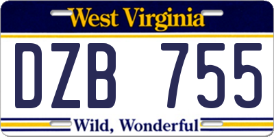 WV license plate DZB755