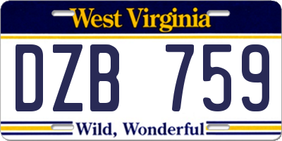 WV license plate DZB759