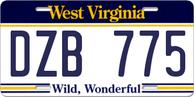 WV license plate DZB775