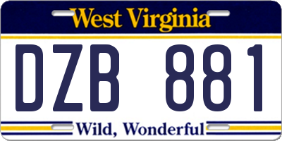WV license plate DZB881