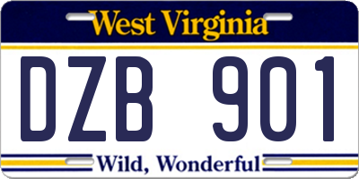 WV license plate DZB901