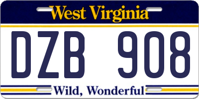 WV license plate DZB908
