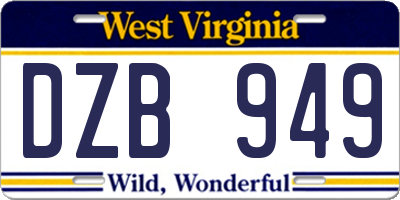 WV license plate DZB949