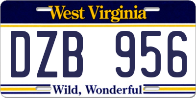 WV license plate DZB956