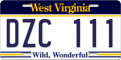 WV license plate DZC111