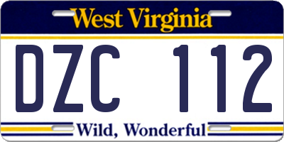 WV license plate DZC112