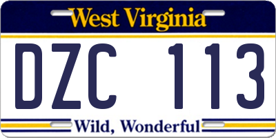 WV license plate DZC113