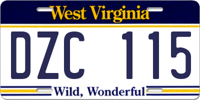 WV license plate DZC115