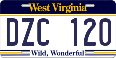 WV license plate DZC120