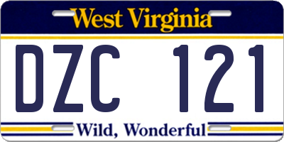 WV license plate DZC121