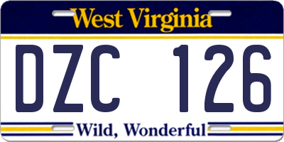 WV license plate DZC126