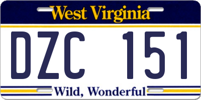 WV license plate DZC151