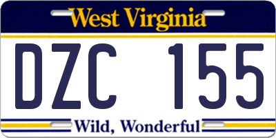 WV license plate DZC155