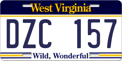 WV license plate DZC157