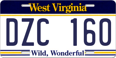WV license plate DZC160